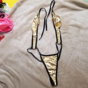 COPY - Sexy y2k style micro mini bikini Gold shiny fabric N